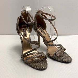 Badgley Mischka Landmark Platino Diamond Drill Fabric Women Sandals US 8.5 M